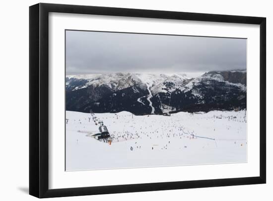 Skiers in the mountains, Dolomites, Italy, Europe-Alex Treadway-Framed Photographic Print