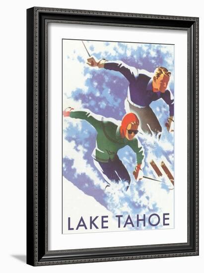 Skiers, Lake Tahoe-null-Framed Art Print