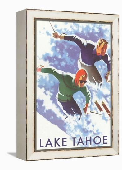 Skiers, Lake Tahoe-null-Framed Stretched Canvas