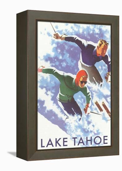 Skiers, Lake Tahoe-null-Framed Stretched Canvas