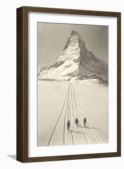 Skiers Leaving Matterhorn--Framed Art Print