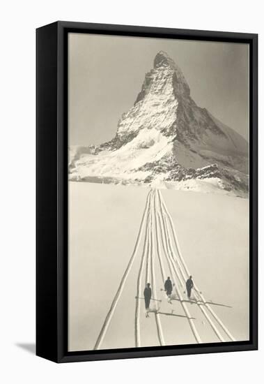 Skiers Leaving Matterhorn-null-Framed Stretched Canvas