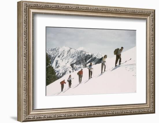 Skiers on the Slopes of Sun Valley Ski Resort, Idaho, April 22, 1947-George Silk-Framed Photographic Print