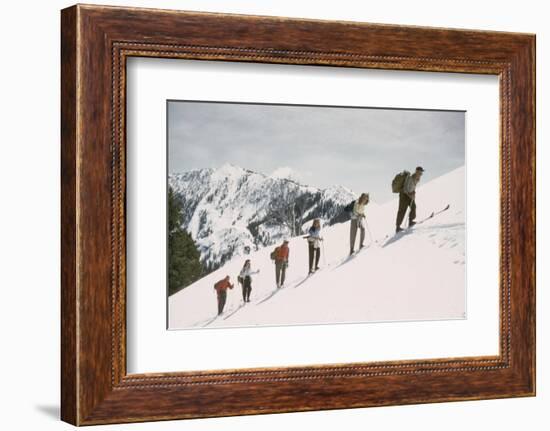 Skiers on the Slopes of Sun Valley Ski Resort, Idaho, April 22, 1947-George Silk-Framed Photographic Print