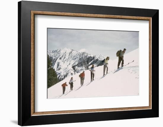 Skiers on the Slopes of Sun Valley Ski Resort, Idaho, April 22, 1947-George Silk-Framed Photographic Print