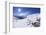 Skiers Relaxing at Cafe in Winter Sunshine, Verdons Sud, La Plagne, French Alps, France, Europe-Peter Barritt-Framed Photographic Print