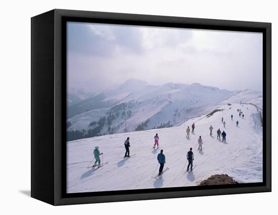 Skiers, Steinberkogel Area, Kitzbuhel, Austria-Adam Woolfitt-Framed Premier Image Canvas