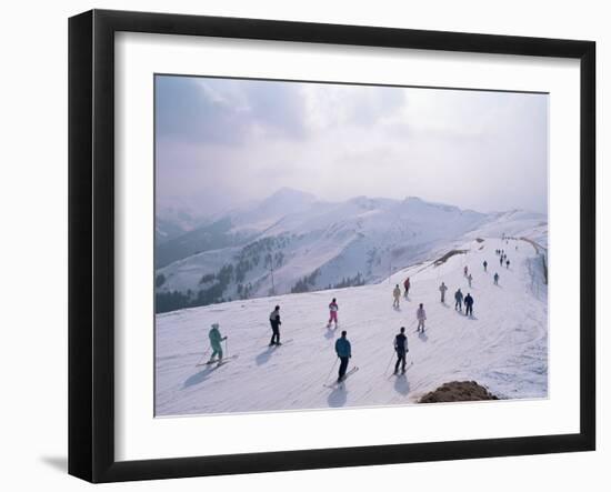 Skiers, Steinberkogel Area, Kitzbuhel, Austria-Adam Woolfitt-Framed Photographic Print