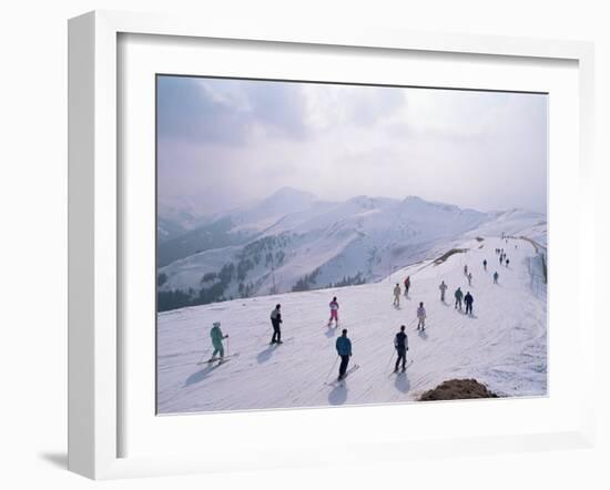 Skiers, Steinberkogel Area, Kitzbuhel, Austria-Adam Woolfitt-Framed Photographic Print