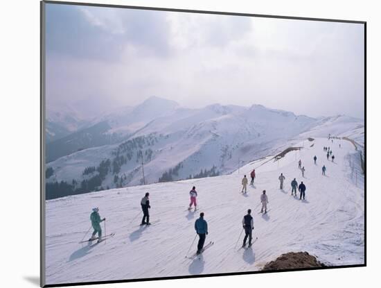 Skiers, Steinberkogel Area, Kitzbuhel, Austria-Adam Woolfitt-Mounted Photographic Print