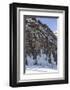 Skiers Underneath the Frozen Waterfall, Ski Piste-Mark Doherty-Framed Photographic Print