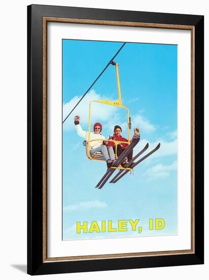 Skiers Waving from Chair Lift, Hailey-null-Framed Art Print