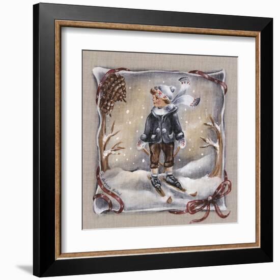 Skieur Ruban Rouge-Stephanie Holbert-Framed Art Print