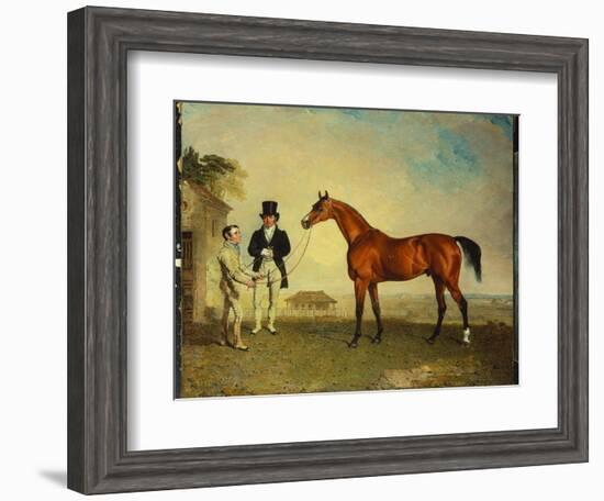 Skiff, a Bay Racehorse Held by a Groom on Newmarket Heath, with John Howe-Benjamin Marshall-Framed Giclee Print