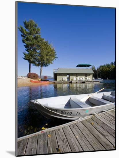 Skiff and boathouse at Oliver Lodge on Lake Winnipesauke, Meredith, New Hampshire, USA-Jerry & Marcy Monkman-Mounted Photographic Print