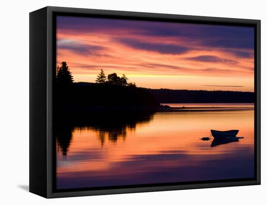 Skiff at Sunrise in Eggemoggin Reach, Little Deer Isle, Maine, USA-Jerry & Marcy Monkman-Framed Premier Image Canvas