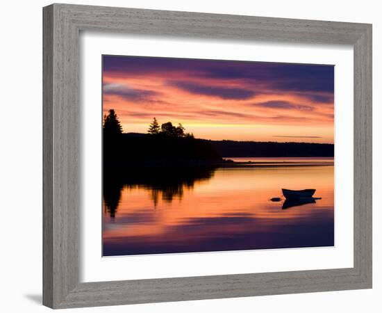 Skiff at Sunrise in Eggemoggin Reach, Little Deer Isle, Maine, USA-Jerry & Marcy Monkman-Framed Photographic Print