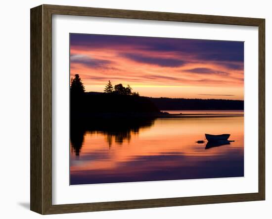 Skiff at Sunrise in Eggemoggin Reach, Little Deer Isle, Maine, USA-Jerry & Marcy Monkman-Framed Photographic Print