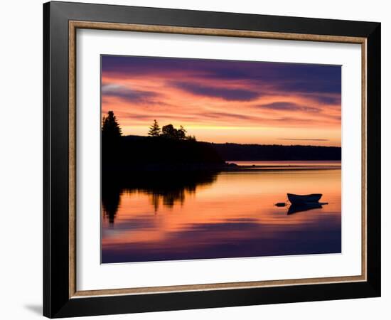 Skiff at Sunrise in Eggemoggin Reach, Little Deer Isle, Maine, USA-Jerry & Marcy Monkman-Framed Photographic Print