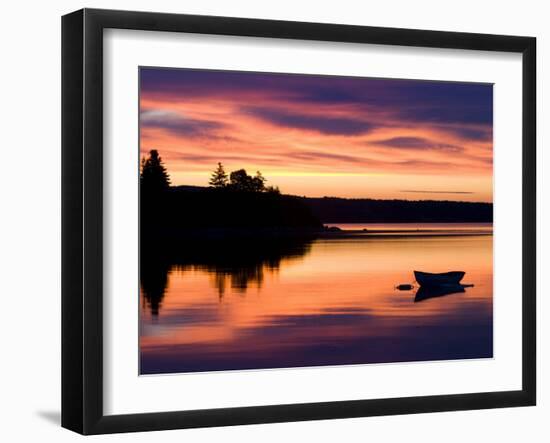 Skiff at Sunrise in Eggemoggin Reach, Little Deer Isle, Maine, USA-Jerry & Marcy Monkman-Framed Photographic Print