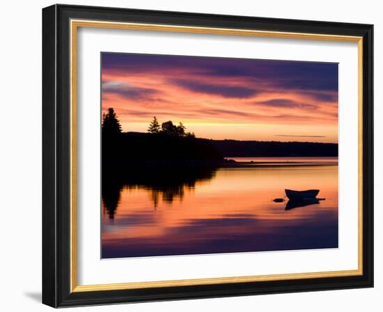 Skiff at Sunrise in Eggemoggin Reach, Little Deer Isle, Maine, USA-Jerry & Marcy Monkman-Framed Photographic Print