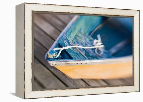 Skiff on the Dock in Wellfleet Harbor in Wellfleet, Massachusetts. Cape Cod-Jerry and Marcy Monkman-Framed Premier Image Canvas