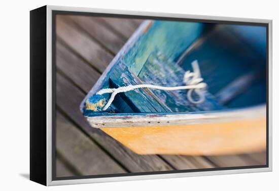 Skiff on the Dock in Wellfleet Harbor in Wellfleet, Massachusetts. Cape Cod-Jerry and Marcy Monkman-Framed Premier Image Canvas