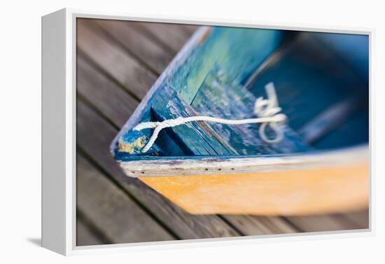 Skiff on the Dock in Wellfleet Harbor in Wellfleet, Massachusetts. Cape Cod-Jerry and Marcy Monkman-Framed Premier Image Canvas