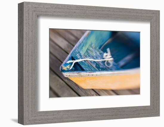 Skiff on the Dock in Wellfleet Harbor in Wellfleet, Massachusetts. Cape Cod-Jerry and Marcy Monkman-Framed Photographic Print