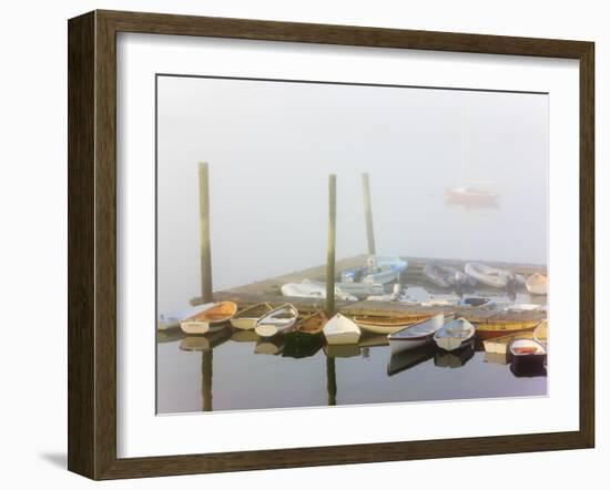 Skiffs and Morning Fog in Southwest Harbor, Maine, Usa-Jerry & Marcy Monkman-Framed Photographic Print