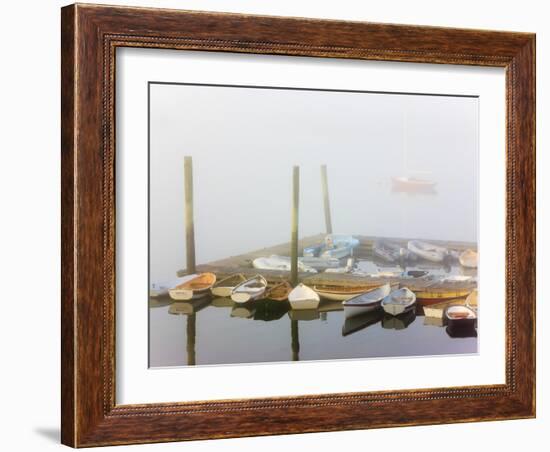 Skiffs and Morning Fog in Southwest Harbor, Maine, Usa-Jerry & Marcy Monkman-Framed Photographic Print