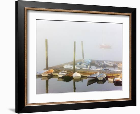 Skiffs and Morning Fog in Southwest Harbor, Maine, Usa-Jerry & Marcy Monkman-Framed Photographic Print