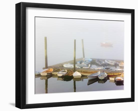 Skiffs and Morning Fog in Southwest Harbor, Maine, Usa-Jerry & Marcy Monkman-Framed Photographic Print