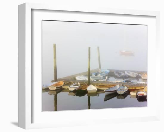 Skiffs and Morning Fog in Southwest Harbor, Maine, Usa-Jerry & Marcy Monkman-Framed Photographic Print