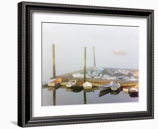 Skiffs and Morning Fog in Southwest Harbor, Maine, Usa-Jerry & Marcy Monkman-Framed Photographic Print