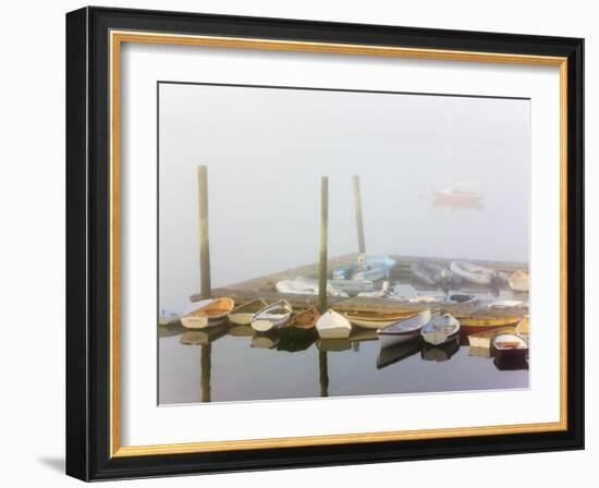 Skiffs and Morning Fog in Southwest Harbor, Maine, Usa-Jerry & Marcy Monkman-Framed Photographic Print