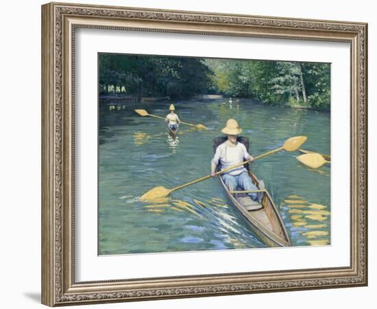 Skiffs, by Gustave Caillebotte, 1877, French impressionist painting,-Gustave Caillebotte-Framed Art Print