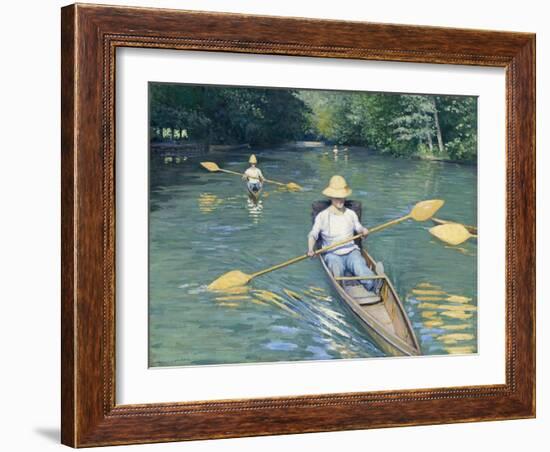 Skiffs, by Gustave Caillebotte, 1877, French impressionist painting,-Gustave Caillebotte-Framed Art Print