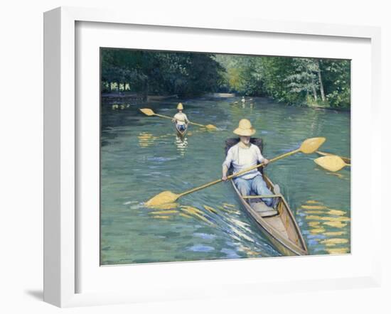 Skiffs, by Gustave Caillebotte, 1877, French impressionist painting,-Gustave Caillebotte-Framed Art Print