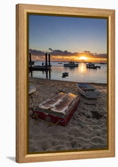 Skiffs Next to the Commercial Fishing Pier in Chatham, Massachusetts. Cape Cod-Jerry and Marcy Monkman-Framed Premier Image Canvas