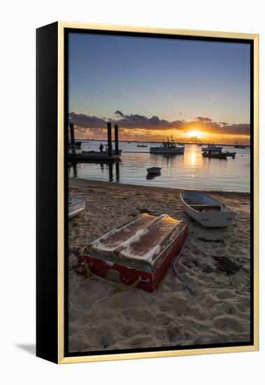 Skiffs Next to the Commercial Fishing Pier in Chatham, Massachusetts. Cape Cod-Jerry and Marcy Monkman-Framed Premier Image Canvas