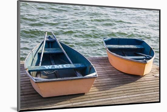 Skiffs on the Dock in Wellfleet Harbor in Wellfleet, Massachusetts. Cape Cod-Jerry and Marcy Monkman-Mounted Photographic Print