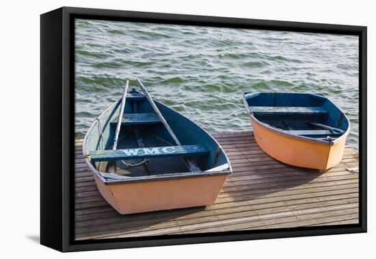 Skiffs on the Dock in Wellfleet Harbor in Wellfleet, Massachusetts. Cape Cod-Jerry and Marcy Monkman-Framed Premier Image Canvas