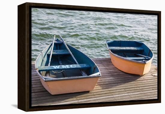 Skiffs on the Dock in Wellfleet Harbor in Wellfleet, Massachusetts. Cape Cod-Jerry and Marcy Monkman-Framed Premier Image Canvas