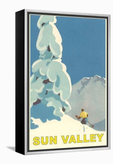 Skiiing in Sun Valley, Idaho-null-Framed Stretched Canvas