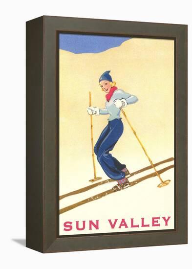 Skiiing in Sun Valley, Idaho-null-Framed Stretched Canvas