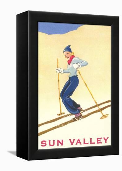 Skiiing in Sun Valley, Idaho-null-Framed Stretched Canvas