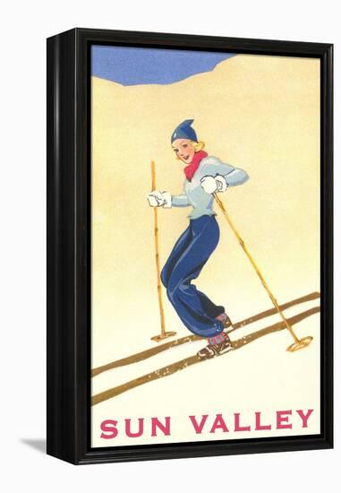 Skiiing in Sun Valley, Idaho-null-Framed Stretched Canvas