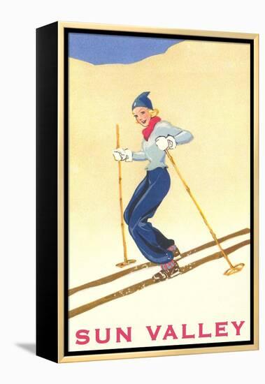 Skiiing in Sun Valley, Idaho-null-Framed Stretched Canvas