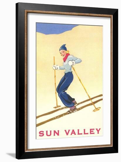 Skiiing in Sun Valley, Idaho-null-Framed Art Print